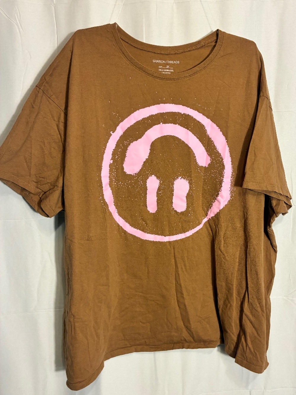 Grayson Threads Brown & Pink Upside-Down Smiley Face Graphic Tee